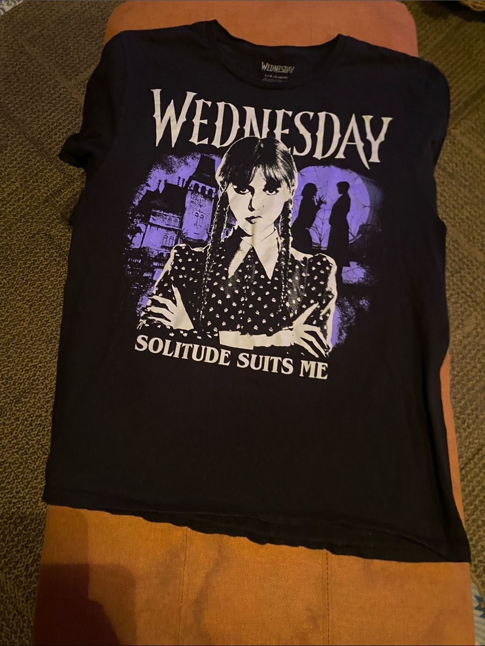 Wednesday Graphic Short Sleeve Tee - Black with Purple Print